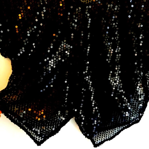 Vintage Free People Black Sequin Sheer Cap Sleeve Blouse - Picture 5 of 16